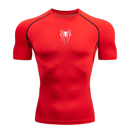 Men's Compression Short Sleeve Gym T-Shirt Spider Print