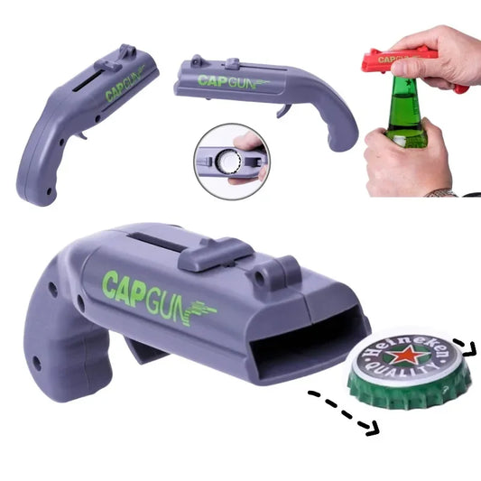 Cap Gun Beer Bottle Opener – Fun Shooting Launcher Bar Tool