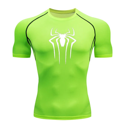 Men's Compression Short Sleeve Gym T-Shirt Spider Print