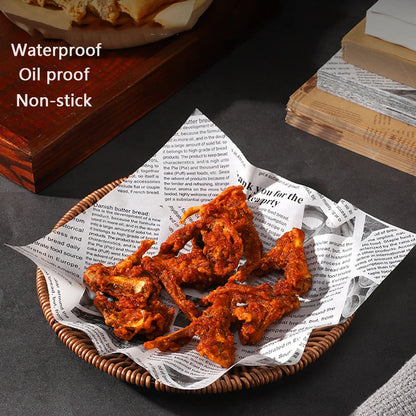 Oil-Absorbing Wax Paper Sheets – 50-Pack Food Basket Liner
