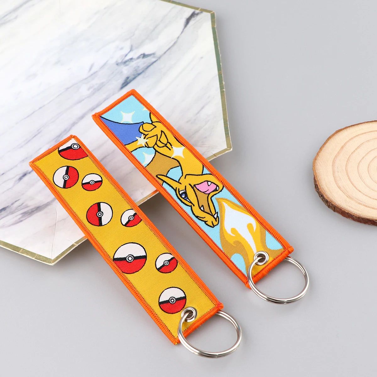 Anime Embroidered Jet Tag Keychain – Cute Cartoon Key Ring