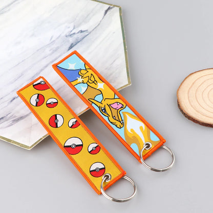 Anime Embroidered Jet Tag Keychain – Cute Cartoon Key Ring