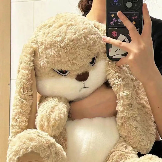 Giant Angry Rabbit Plush Toy – Kawaii Stuffed Bunny with Long Ears