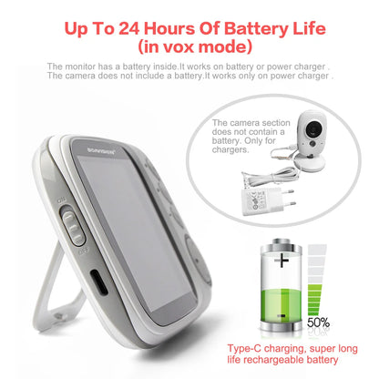 BOAVision VB603 Video Baby Monitor – 3.2" LCD, 2.4GHz Wireless, Night Vision