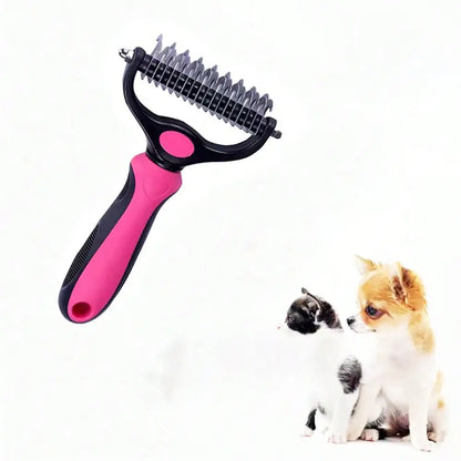 Double-Sided Pet Dematting Comb & Thinning Brush for Cats & Dogs