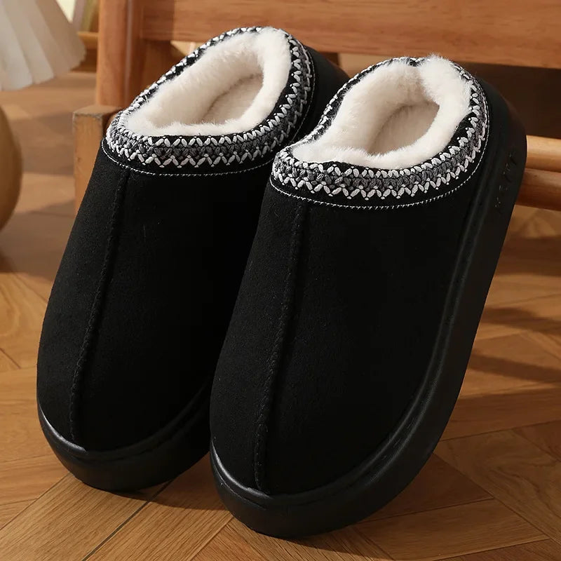 Fluffy Platform Slippers – Warm Plush Winter House Shoes