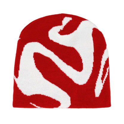 Y2K Letter Print Knit Beanie Hat – Unisex Winter Cap