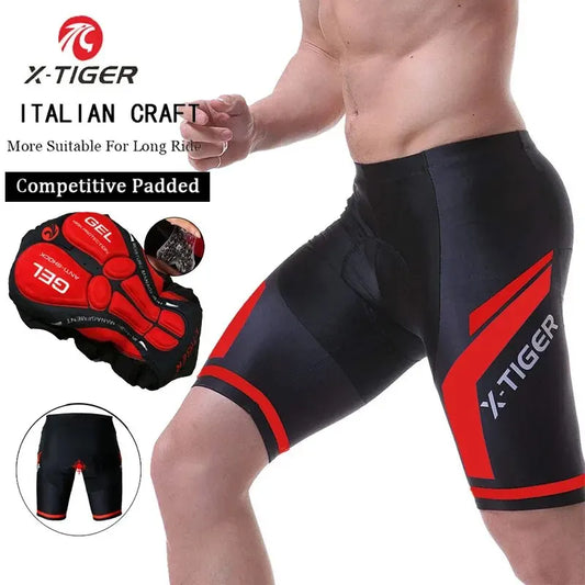 Cycling Shorts Men Gel Pad - X-Tiger MTB Road Bike Pants