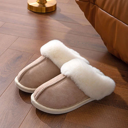Women's Fluffy Fur Slippers – Warm Faux Suede Home Slides