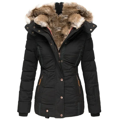 Women's Quilted Puffer Parka – Faux Fur Hood Winter Coat