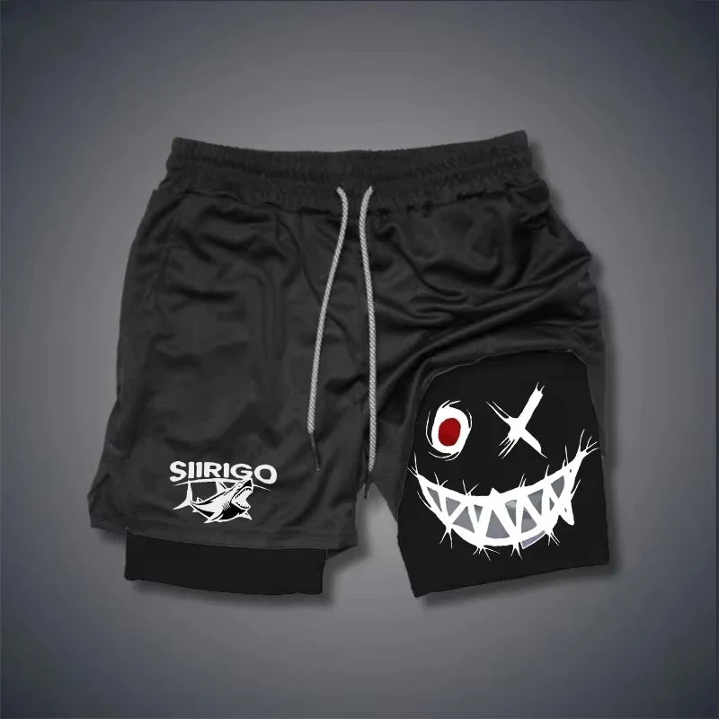 Men's 2-in-1 Graphic Print Fitness Shorts