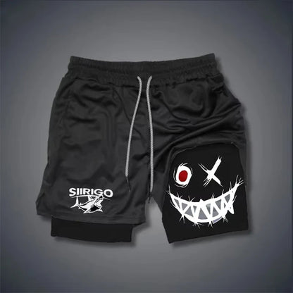 Men's 2-in-1 Graphic Print Fitness Shorts