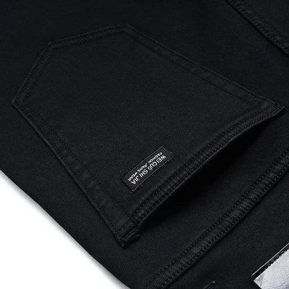 Men's Black Stretch Jeans – Classic Slim Fit Denim Trousers, Sizes 28–40