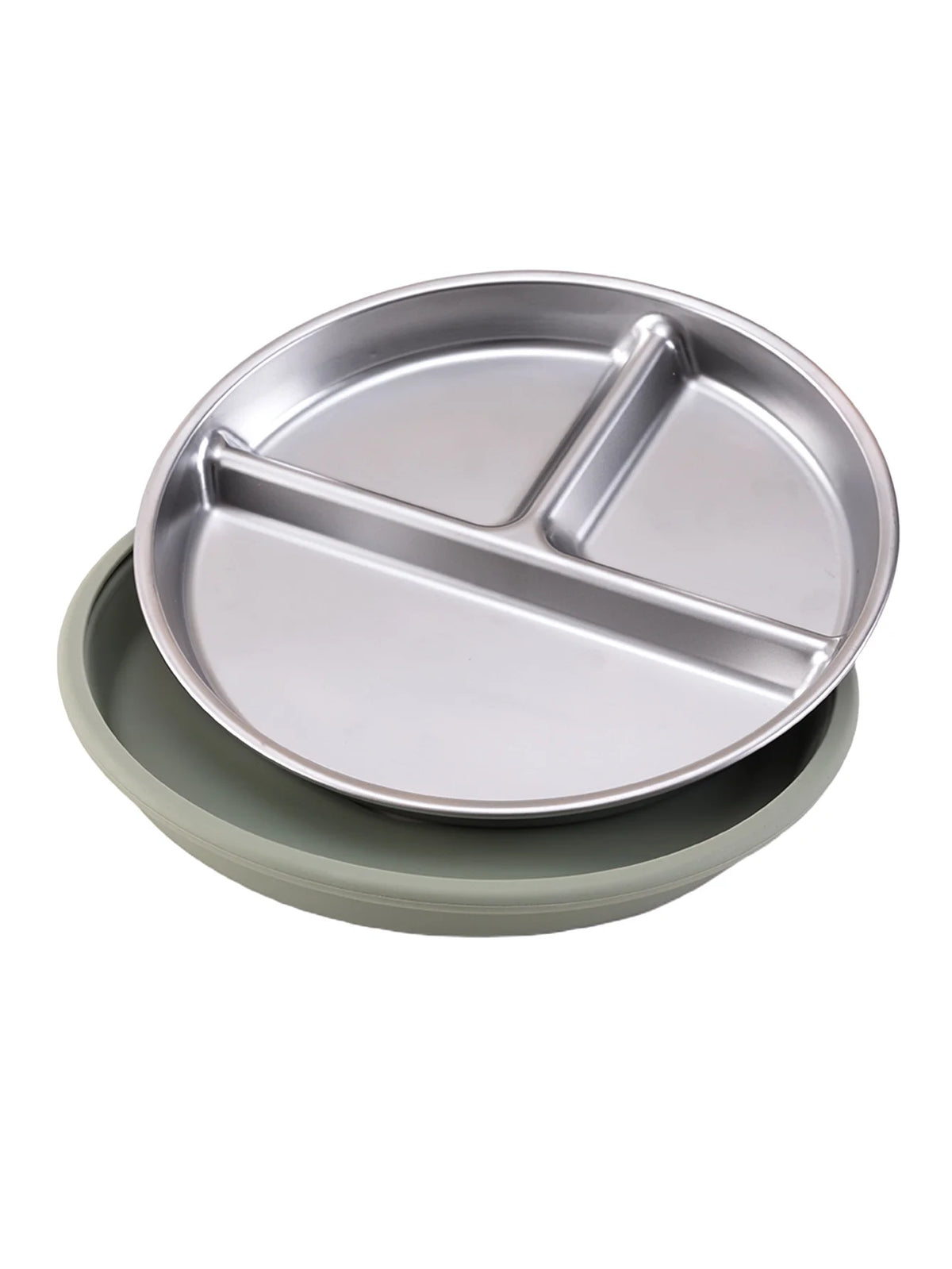 Baby Suction Divided Plate – Stainless Steel with Silicone Base