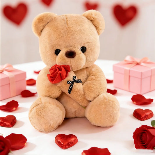 Rose Bouquet Teddy Bear Plush Toy – Romantic Gift for Her