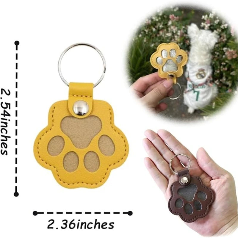Pet Paw Leather Keychain – Memorial Keepsake for Dog & Cat Lovers