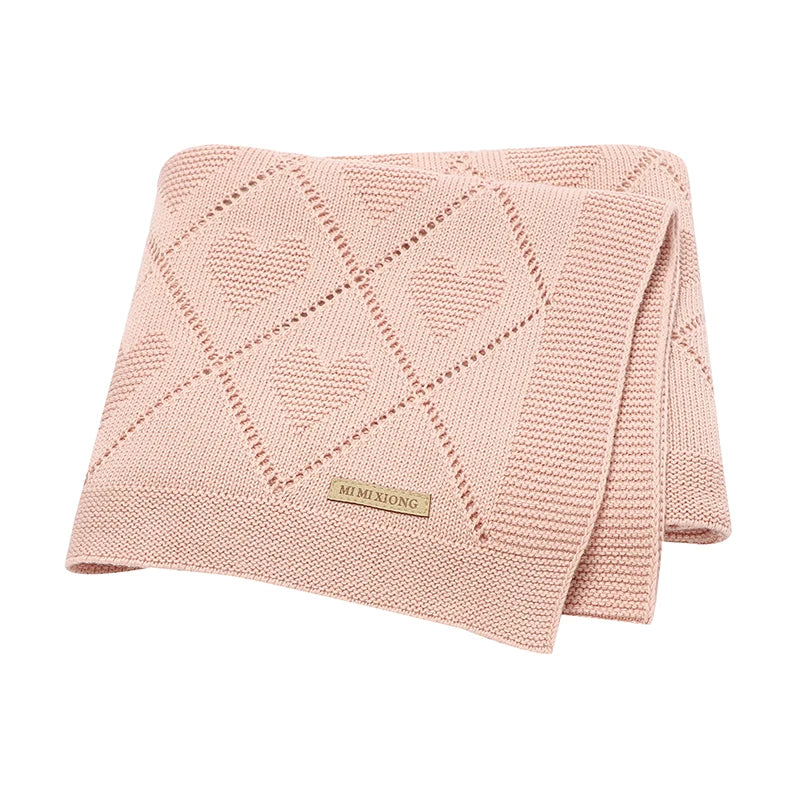 Baby Knit Blanket Super Soft Cotton Swaddle Wrap 90x70cm