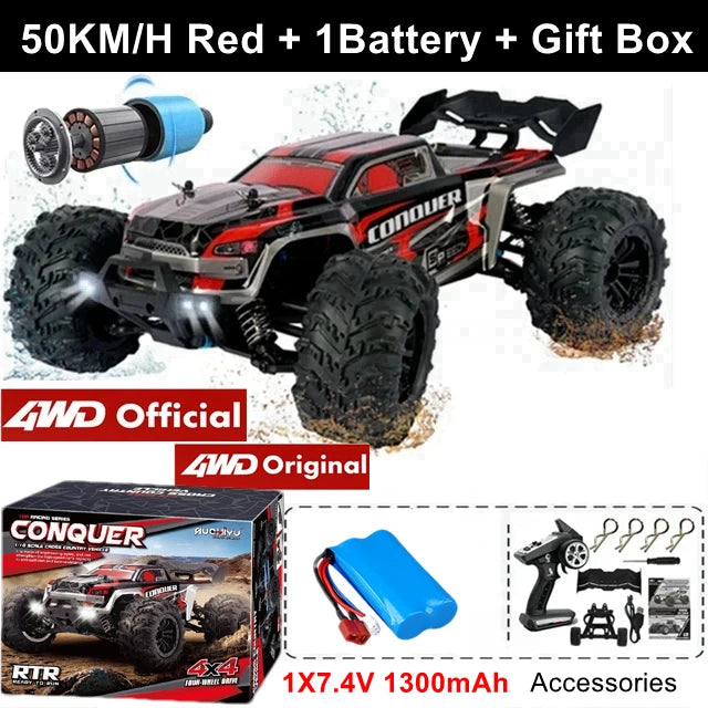 4WD RC Car 1/16 Scale – 50/80KM/H High Speed Off-Road Remote Control Truck