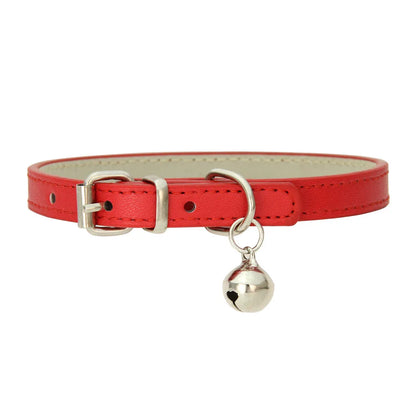 Adjustable PU Leather Cat Collar with Bell