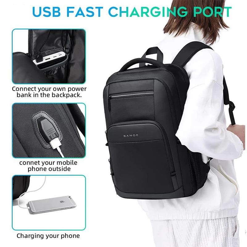 15.6" Laptop Backpack with USB Charging Port - Waterproof Travel Daypack