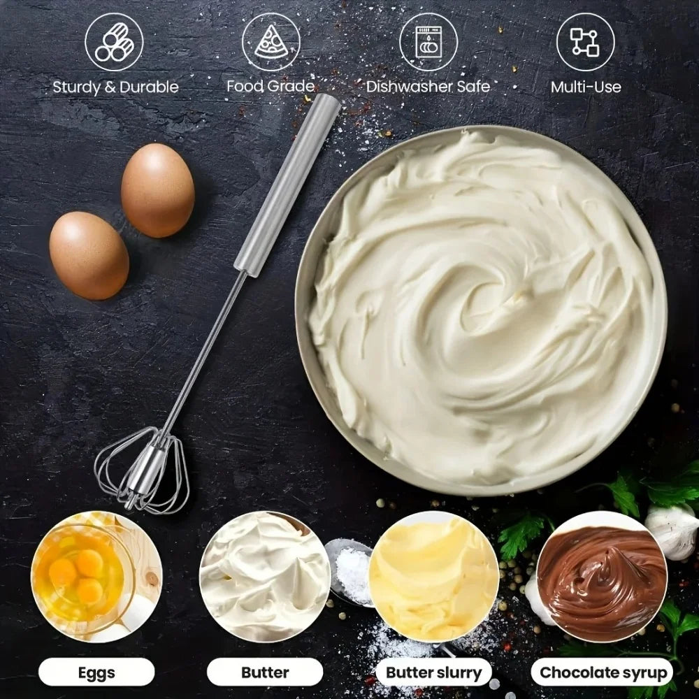 Stainless Steel Rotary Egg Whisk – Semi-Automatic Hand Mixer