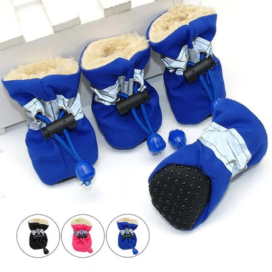 Waterproof Winter Dog Boots – Anti-Slip Puppy Shoes (Set of 4)