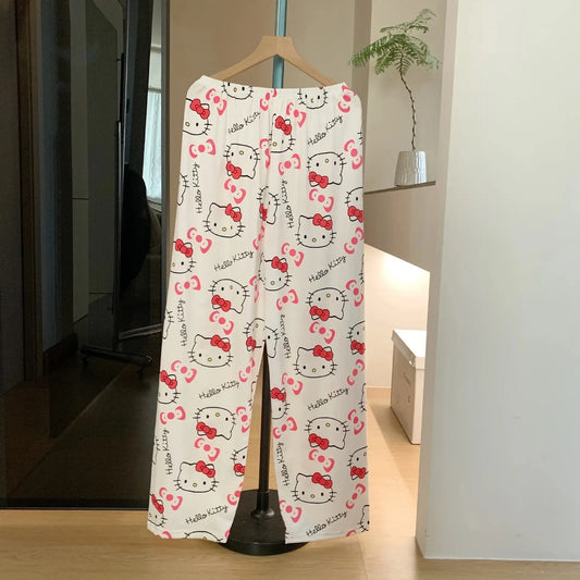 Hello Kitty Cartoon Pajama Pants – Soft Anime Lounge Trousers for Women