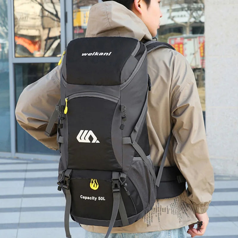 50L Hiking Backpack with Rain Cover – Waterproof Outdoor Travel Bag