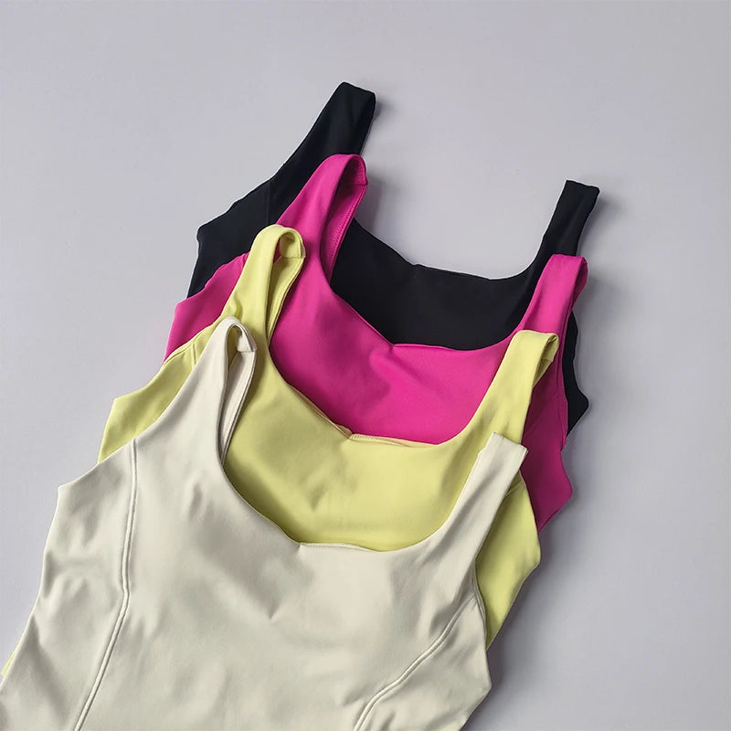 Women's Fitness Tank Top with Built-In Bra – Shockproof Yoga Vest