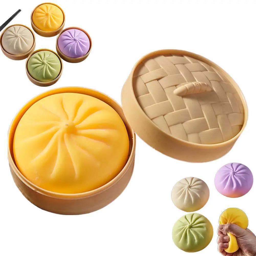 Dumpling Squishy Stress Ball – Fidget Sensory Toy with Steamer