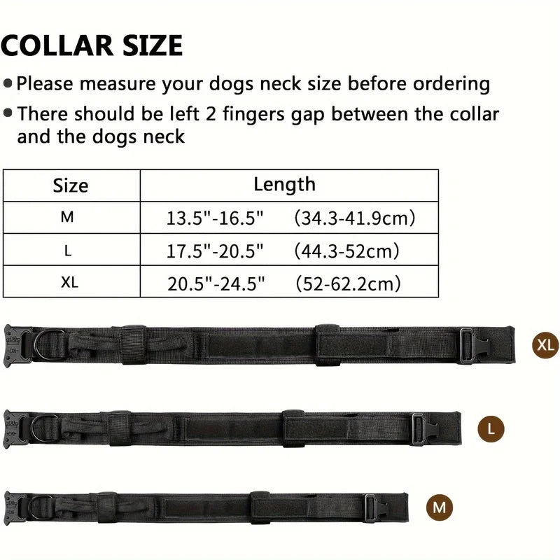 Tactical Dog Collar – Adjustable Military Nylon with Heavy Metal Buckle
