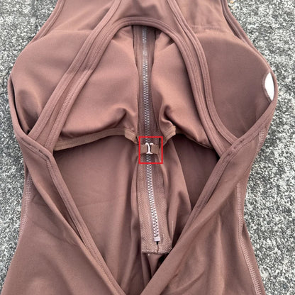 Women's Yoga Jumpsuit Set - Scrunch Back Zipper Gym Sportswear