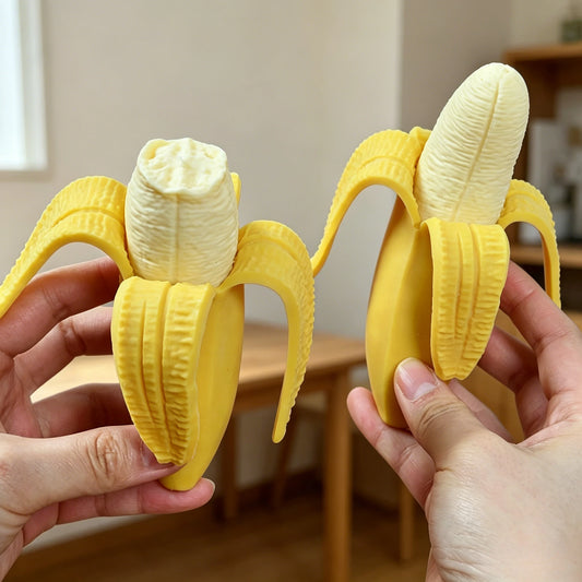 Realistic Peeled Banana Squishy Toy – Stretchable TPR Stress Relief