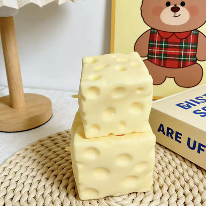 Jumbo Cheese Cube Stress Ball – Soft Flour Fidget Squeeze Toy