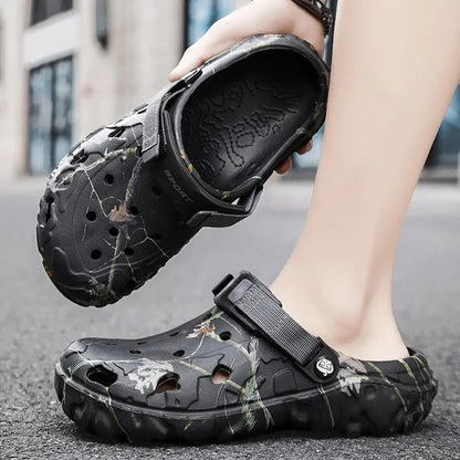 Men's Camouflage Clog Sandals with Adjustable Strap