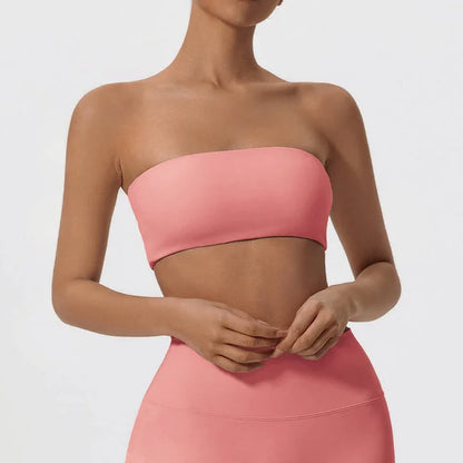 Women's Strapless Sports Bra – Seamless Bandeau Tube Top