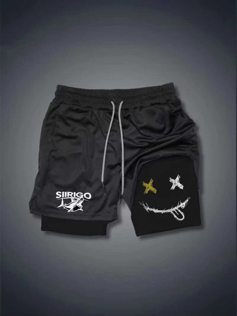 Men's 2-in-1 Graphic Print Fitness Shorts