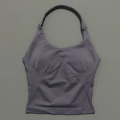 Seamless Halter Longline Sports Tank Top – Women's Gym & Yoga Wear