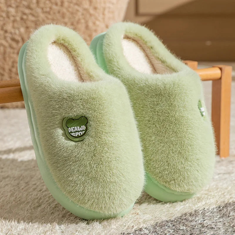 Memory Foam Plush Slippers for Men & Women – Non-Slip Thick Sole