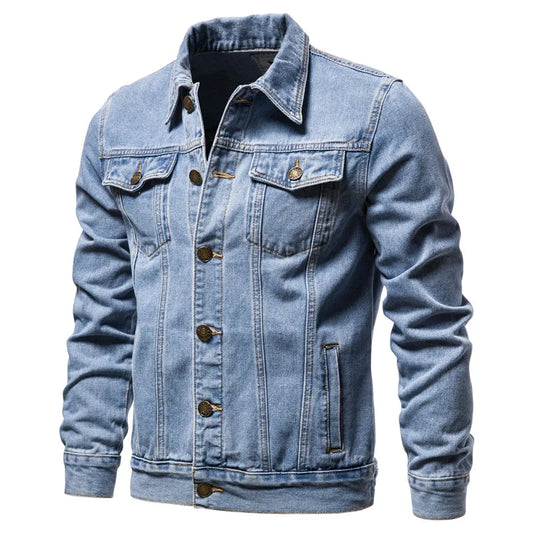 Men's Vintage Denim Jacket – Slim Fit Cotton Jean Coat