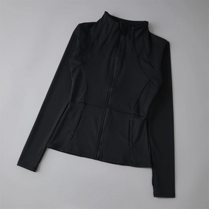 Women's Zip-Up Sports Jacket – Slim Fit Windbreaker with Thumb Holes