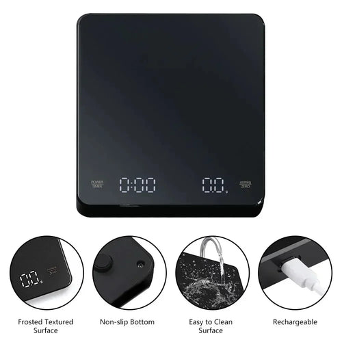 Digital Kitchen Scale with Timer – USB, LED, 3kg/0.1g Precision