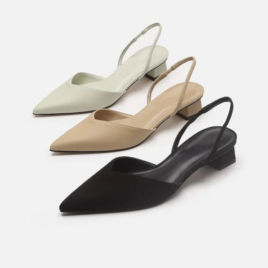Women's Pointed-Toe Slingback Block Heel Sandals