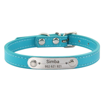 Personalized Dog Collar with Engraved ID Tag – PU Leather, Anti-Lost