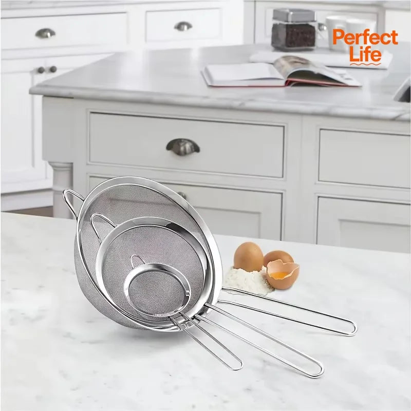 Stainless Steel Fine Mesh Strainer with Handle – Multiple Sizes