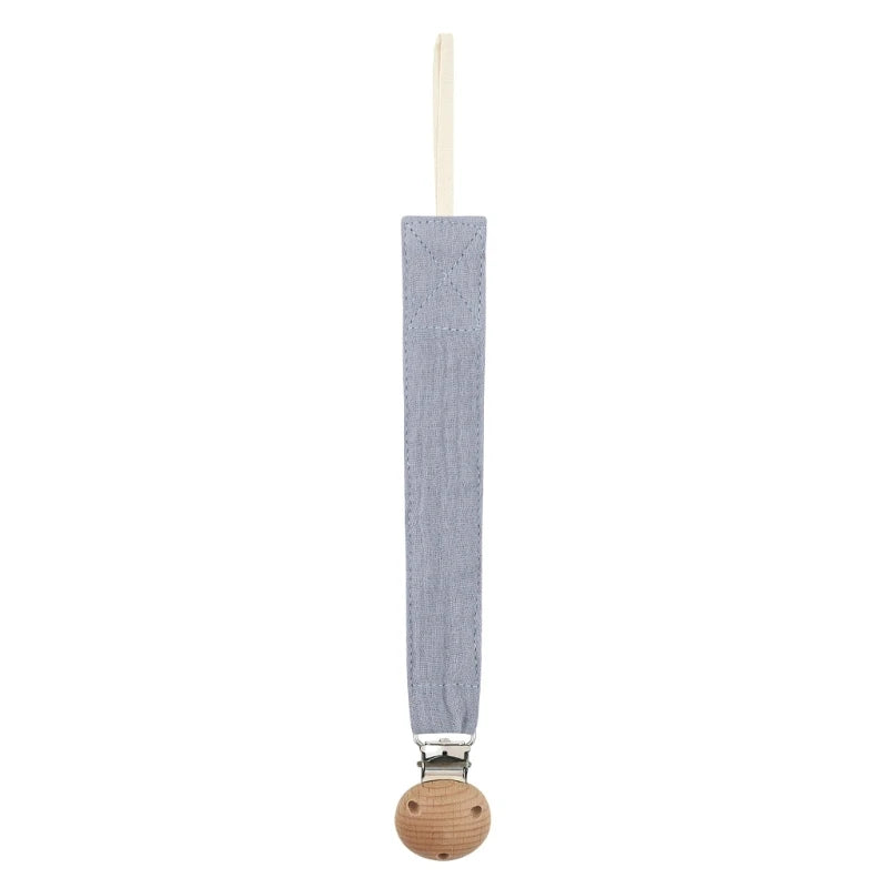 Baby Pacifier Clip with Soft Cotton Strap & Wooden Bead