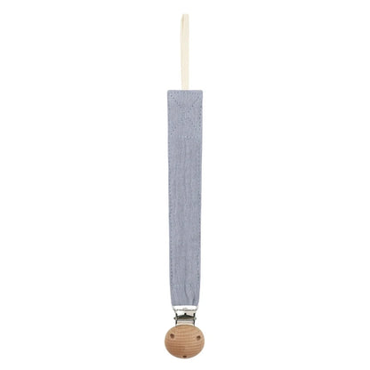 Baby Pacifier Clip with Soft Cotton Strap & Wooden Bead