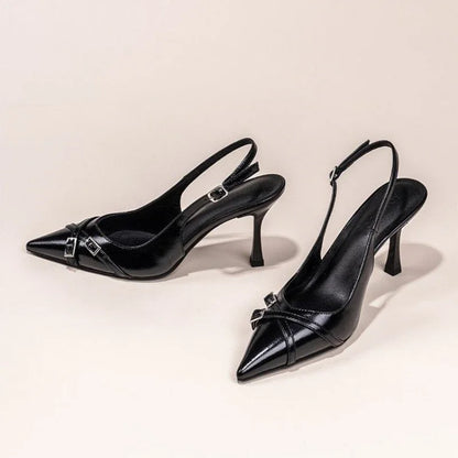 Pointed Toe Stiletto Slingback Heels – Elegant Buckle Pumps for Women