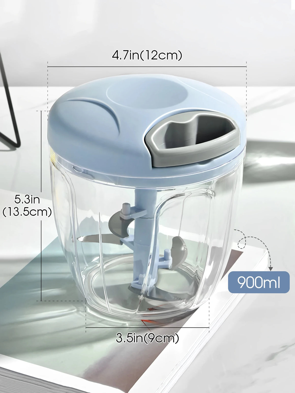 Manual Garlic Chopper – Rotating Vegetable Cutter & Crusher, 500/900ML