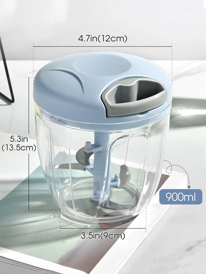 Manual Garlic Chopper – Rotating Vegetable Cutter & Crusher, 500/900ML